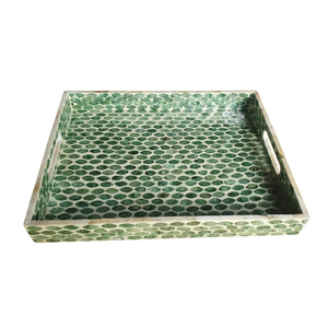 Plateau de service de luxe en nacre incrustée, fait main, durable, pour rangement élégant dans les espaces haut de gamme - Product Image 1