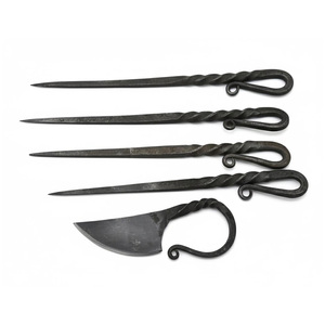 Nuevo Juego de Cuchillos y Brochetas Vikingas Forjadas con Mango de Hierro Trenzado y Funda de Cuero, Juego de Brochetas para Shish Kebab, Brochetas de Acero para Barbacoa - Product Image 6