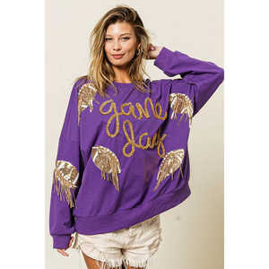 เสื้อฮู้ดผู้หญิง Veloro สีม่วง/ทอง ไซส์ S สำหรับวันแข่งขัน พร้อมปักเลื่อมลายฟุตบอล - Product Image 5