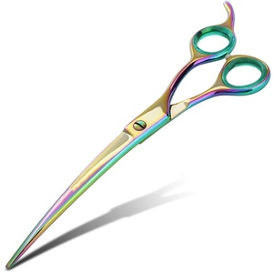 Tijeras de Peluquería Profesionales Duraderas de Acero Inoxidable con Punta Afilada para Diestros, Mango Largo, Acabado Arcoíris, Calidad de Salón, 28 Dientes - Product Image 4