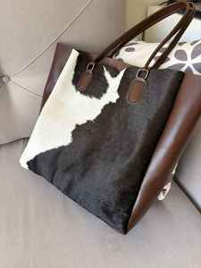 Bolso Tote de Verano de Cuero Genuino Duradero con Pelo, Bolso de Hombro de Lujo para Mujer, Moda LHTB-0034 - Product Image 5