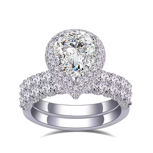Anillo de Compromiso de Diamante Natural Corte Pera en Oro Blanco para Mujer, Certificado GIA, Estilo Romántico - Product Image 3