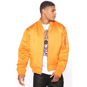 Chaqueta Bomber Naranja para Hombre, Color Sólido, Cuello Camisero, Cierre de Cremallera, Estilo Casual, Corte Regular, Material de Poliéster, Ropa de Otoño - Product Image 6