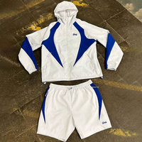 Conjunto de Chándal Cortavientos Reflectante con Capucha para Invierno, Ajuste Holgado, Poliéster, Estilo Urbano, Deportivo, Moda para Exteriores