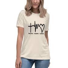 Camiseta gráfica personalizada para hombre y mujer |   Camiseta Casual 100% Algodón 180-220 GSM |   Estampado de latidos del corazón Faith Hope Love - Product Image 4
