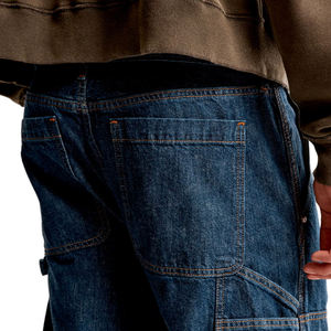 Vaqueros Baggy Rectos Personalizados de Estilo Urbano para Hombre, Vaqueros de Mezclilla de Algodón Oscuro Desgastado, Pantalones Vaqueros Vintage de Moda para Hombre - Product Image 4