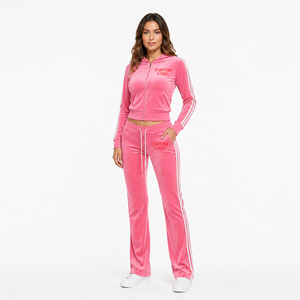 High Quality Women's Hoodie Set Zipper Pocket Cropped Top Jacket Velvet Jogging Suit Velour <b>Tracksuits</b> For Women 2026 - Product Image 3