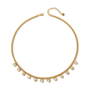 E295-N210-0475B Damen Vergoldete 316L Edelstahl Klassische Kristall-Choker-Halskette mit Kastenkette für Alltägliches Tragen - Product Image 2