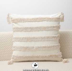 Designer Tufted Boho Cushion Cover By Indian Textiles H/L Handwoven <b>Decorative</b> <b>Throw</b> <b>Pillow</b> Luxury Boho <b>Pillow</b> Hot Selling - Product Image 1