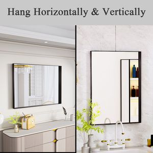 32x40 Inch Black <b>Rectangular</b> Bathroom <b>Wall</b> Mounted Vanity <b>Mirror</b> with Deep Frame - Product Image 4