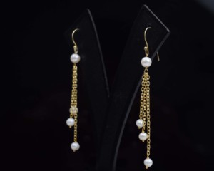 Pendientes de Aro con Borlas de Perlas de Agua Dulce y Baño de Oro de 18K para Mujer, Joyería Clásica y Moderna para Bodas - Product Image 2