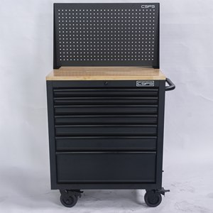 Wholesale 76cm 7 <b>Drawer</b> Mobile Tool Cabinet Matte Black Powder Coated Steel Wooden Top for <b>Workshop</b> - Product Image 6