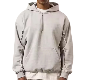 Sweat-shirt à capuche zippé pour homme, couleur unie, décontracté, manches longues, coupe ample, en coton mi-lourd avec poches latérales, idéal pour l'automne - Product Image 1