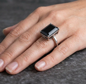 Hot Selling Handmade Black Onyx Gemstone 10x16mm Octagon Shape Prong Setting <b>Emerald</b> Cut Signet <b>Ring</b> For Father's Day Gift - Product Image 5
