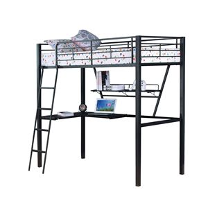 Letto a soppalco singolo per bambini Senon con scrivania, finitura argento e nero - Product Image 5
