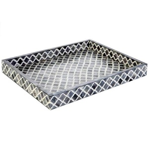 Nuevo diseño de bandeja rectangular de madera con incrustaciones de hueso, patrón floral, decoración de mesa para bodas y cenas a precio de mayorista. - Product Image 5