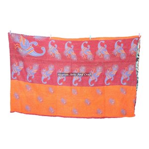 Vintage Kantha <b>Quilts</b> Cotton Reversible Handmade Vintage Kantha <b>Quilt</b> <b>Throw</b> Blanket Indian Reversible Hand Stitched Heavy <b>Throw</b> - Product Image 2