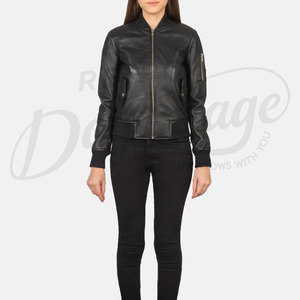 Women High Quality Vintage Black <b>Leather</b> Real Cow Skin <b>Leather</b> Motorcycle <b>Jacket</b> For Women Custom Women Black <b>Leather</b> <b>Jacket</b> - Product Image 3