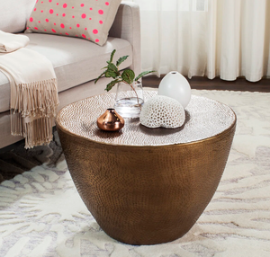 Ensemble de tables basses coniques en laiton martelé rond en métal, meubles de décoration pour la maison, tables d'appoint pour salon et hall d'entrée - Product Image 1