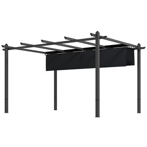 Pergola Moderna 10x13 in Alluminio Grigio con Tettoia Retrattile Impermeabile per Giardino, Patio, Villa o Parco - Product Image 1