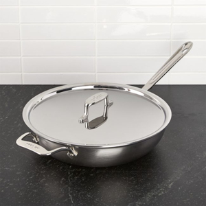 High Quality Stainless Steel Fry <b>Pan</b> with Lid Mirror Finish Induction Compatible Skillet for Healthy Deep Frying In Best Price - Product Image 5