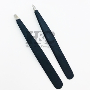 Pinzas Profesionales Negras de Acero Inoxidable, Juego de Pinzas para Cejas con Punta Puntiaguda, Empaque con Logotipo Personalizado, Uso Estético - Product Image 6
