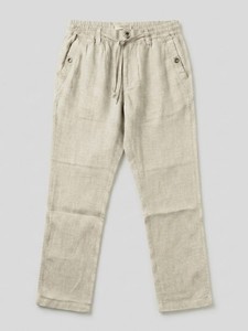 Men's Desert Beige Drawstring <b>Waist</b> Casual <b>Trousers</b> <b>Elastic</b> <b>Waist</b> Flat Front Cotton Pants Spring Style Breathable Lightweight - Product Image 4
