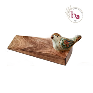 Butée de porte en bois et résine avec perles décoratives, motif oiseau en céramique, design traditionnel, aimantée, anti-bruit, pour la maison, le bureau, la chambre et le salon - Product Image 5