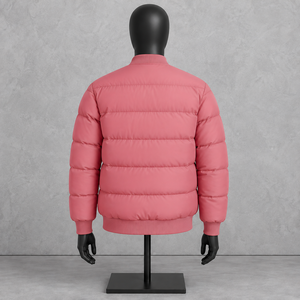 Men's <b>Pink</b> Puffer <b>Jacket</b> Stand Collar Zipper Closure Casual Windproof Autumn Wear 100% Polyester Shell Regular Fit - Product Image 2