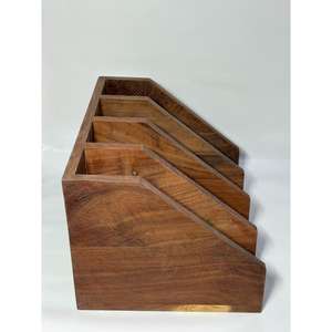 Porte-revues à 4 étagères, porte-livres, organisateur de table, porte-revues en bois, rangement pour la maison et le bureau, porte-livres en bois d'acacia - Product Image 4