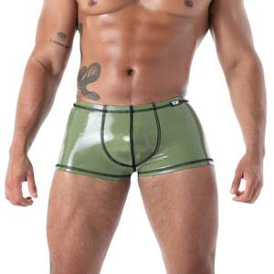 Boxer zippé intégral Kinky noir et blanc pour homme, coupe ajustée, sexy, style clubwear fetish - Product Image 1