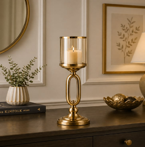 Chic gold wire cage pillar candle holder. Minimalist geometric design creates a warm, cozy ambience. Available at wholesale rate - Product Image 5