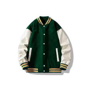 Chaqueta Varsity Personalizada OEM para Hombre, Talla Grande, con Mangas de Cuero, Diseño de Béisbol Personalizable con Bordado Chenille - Product Image 3