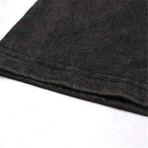 Camiseta Gráfica Personalizada al por Mayor OEM con Lavado Ácido para Hombre, Oversize, Vintage, de Gran Gramaje, Estampado DTG, Negra Lavada con Patrón Impreso - Product Image 3