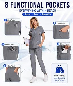 Pantalon de travail gris pour femmes, extensible dans 4 directions, doux et respirant, uniforme d'hôpital pour les professionnels de la santé - Product Image 5