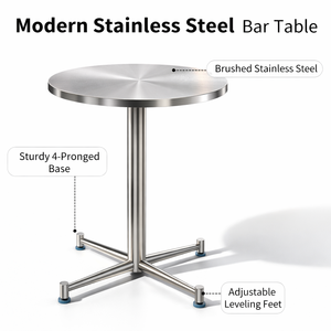 Mesa Redonda Comercial <span class=keywords><strong>con</strong></span> Tablero Negro y <span class=keywords><strong>Base</strong></span> <span class=keywords><strong>de</strong></span> Acero Inoxidable para Restaurante, Bistro, Hotel, Eventos y Bodas - Product Image 2