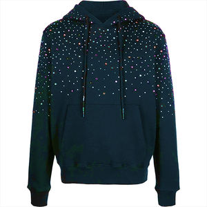 Sweat-shirt en molleton personnalisé avec strass, streetwear pour hommes, pour marques de streetwear américaines, vêtements personnalisés, faible MOQ - Product Image 3