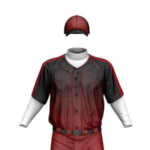 Men's <b>Baseball</b> Uniform Set Red Black Sublimated Jersey Pants With <b>Cap</b> Moisture Wicking All Seasons Apparel Sportswear OEM - Product Image 6