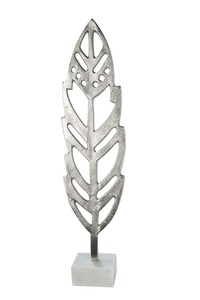 Sculpture moderne en métal à motif végétal, 2 pièces, décoration artistique de table, faite à la main, forme irrégulière, thème végétal, pour salon - Product Image 2