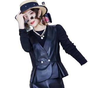 Chaleco de Piel Auténtica para Hombre, Estilo Casual, Cuello en V, Botón Único, Impermeable y Cortavientos, Estilo Urbano - Product Image 1