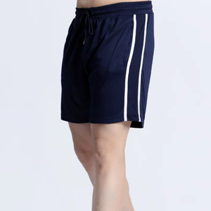 2026 Shorts Men's Navy <b>Blue</b> Shorts With White <b>Side</b> Stripes Drawstring Waist Breathable Polyester Casual Sport Shorts Unisex - Product Image 6