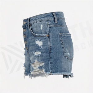 กางเกงยีนส์ขาสั้นผู้หญิงแบบทำลายพิเศษ กระโปรงขาดๆ สำหรับสาวๆ กระโปรงผ้าฝ้ายมีกระเป๋า เสื้อผ้าแฟชั่นลำลองคุณภาพพรีเมียม _1 - Product Image 3
