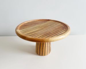 Hand Crafted Mango Wood Pedestal <b>Cake</b> <b>Stand</b> Contemporary Dessert Display by NS Overseas - Product Image 1