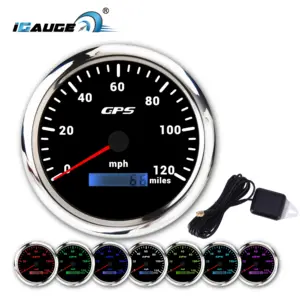 110mm Electrical 7 Colors GPS Speedometer 0 - 120 Mph ODOMETER Black Faceplate Chrome Rim Gps Sensor Marine Gauge Car 12V 24V