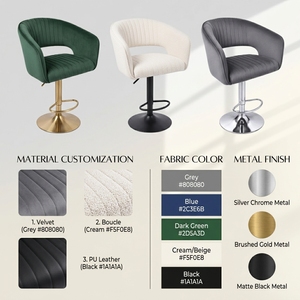 <span class=keywords><strong>Tabouret</strong></span> <span class=keywords><strong>de</strong></span> <span class=keywords><strong>bar</strong></span> pivotant réglable en hauteur DM en velours avec base chromée, chaise <span class=keywords><strong>de</strong></span> comptoir <span class=keywords><strong>de</strong></span> cuisine rembourrée à dossier tonneau pour la vente en gros - Product Image 4
