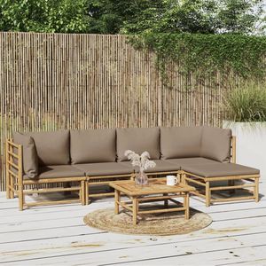 Ensemble de salon de jardin modulaire 6 pièces en bambou taupe pour les loisirs en plein air - Product Image 1