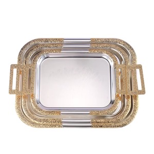 On Sale Rectangular Metal Decorative Tray With Handle Modern Design Single-Piece Package - Product Image 5