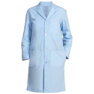 Blouse de laboratoire unisexe bleu clair en toile, coton et polyester, pour usage hospitalier, manches longues avec poches, haute qualité - Product Image 1