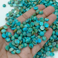 Lot de cabochons en turquoise Mohave calibrés, vente en gros, pierres précieuses rondes en turquoise de 8 mm, lot de pierres précieuses turquoise taille bague