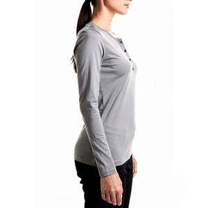 Camiseta de Manga Larga para Mujer, Cuello Polo, Tejido de Punto, Ajustada, Informal, Transpirable, para Todas las Temporadas, Venta al Por Mayor, OEM - Product Image 3